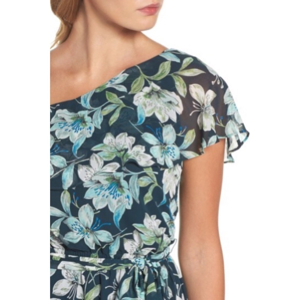 Eliza J Floral Print One Shoulder Dress NWT